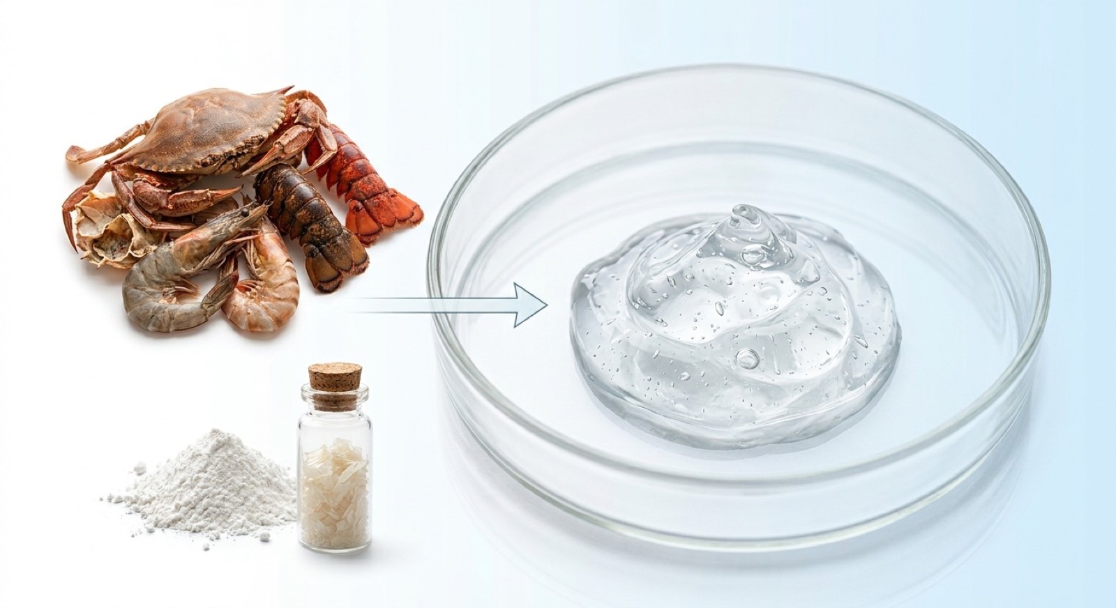 Des coproduits marins au chitosane : carapaces, poudre, paillettes et gel