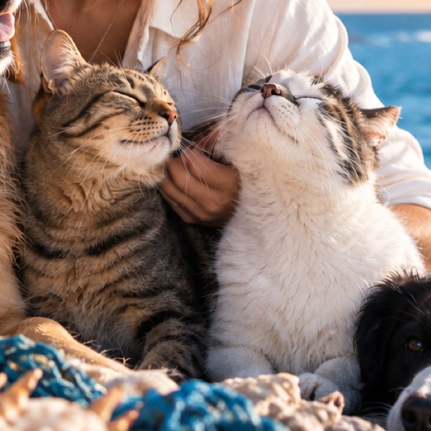 Deux chats câlinés