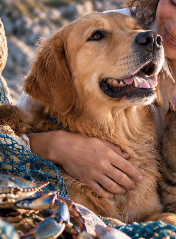 Un golden retriever heureux